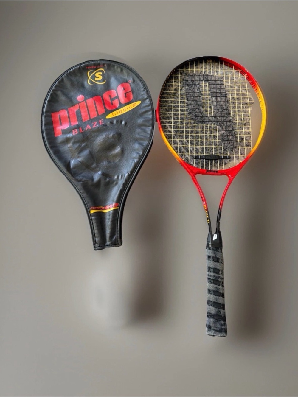 Prince Synergy Power Blaze TI Titanium Tennis Racket With Original Head Cover.